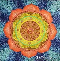 Lotus Mandala - Dharma Whell - Acrylic Paint Paintings - By Olesea Arts, Mandala Painting Artist