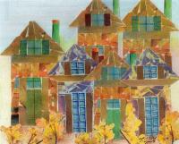 Landscape - Stacked Houses - Mixed Media