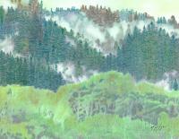 Landscape - Fog In The Pine Forest - Mixed Media