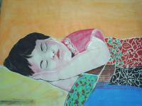 Sleeping Child - Water Colour On Papere Paintings - By Jyoti Mahapatra, Water Colour Paintings Painting Artist