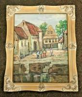 Village Square - Oil Paintings - By George Seidman, Post Impressionist Painting Artist