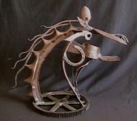 Iron Horse - Steel Sculptures - By Thomas Elfers, Stylizedabstract Sculpture Artist