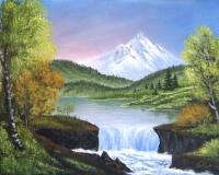Mountain Lake - Acrylic Paintings - By Anna Senko, Realism Painting Artist