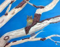 Oak Branches With Fox Squirrel - Oil On Canvas Paintings - By Leslie Dannenberg, Realism Painting Artist