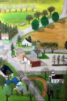 Spring In A Small Town - Oil On Canvas Paintings - By Leslie Dannenberg, Impressionism Painting Artist