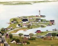 Peninsula Village - Oil On Canvas Paintings - By Leslie Dannenberg, Realism Painting Artist
