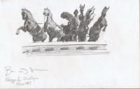 Pencil Drawing - Horse Statue Atop Plaza De Giustizia - Rome Italy - Pencil Drawing