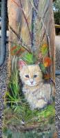 Big Cat - Acrylic On Driftwood Paintings - By Deborah Boak, Realism Painting Artist