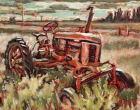 Red Tractor - Acrylic Paintings - By Chris Palmen, Impressionism Painting Artist